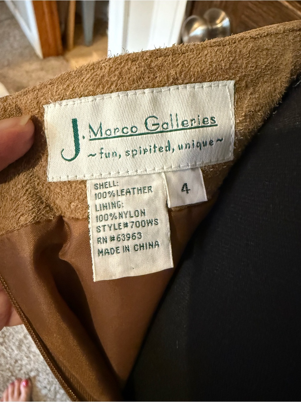 Vintage 90s 100% Genuine Suede Leather Maxi Skirt Camel Tan Long Column Size 4 - Picture 11 of 14